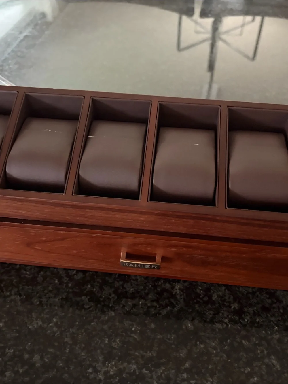 Brown Leather Watch Organizer Box - 6-Slot